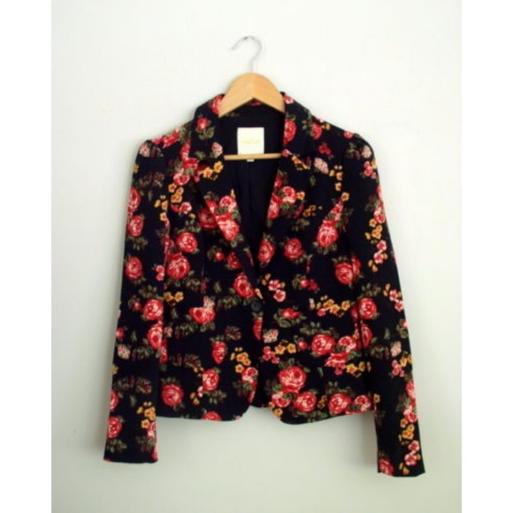 ModCloth Stargazing Splendor Blazer Black Floral M - Picture 2 of 7